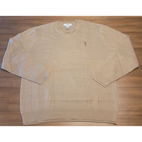 🏌️♂️ VTG Cypress Links Men’s Golf Sweater – Beige Textured Knit V-Neck –Size L - Picture 1 of 7